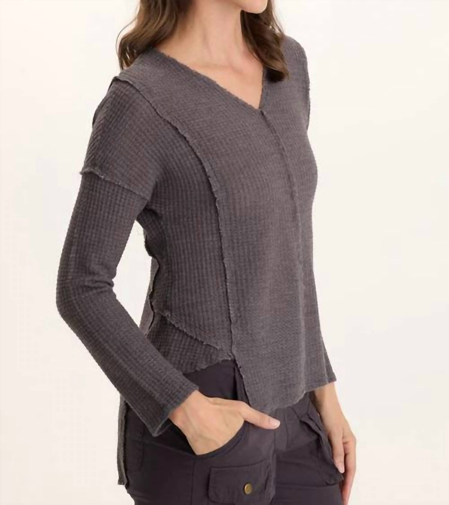 Xcvi - Arnie Thermal Asymmetrical Hem V-neck Top
