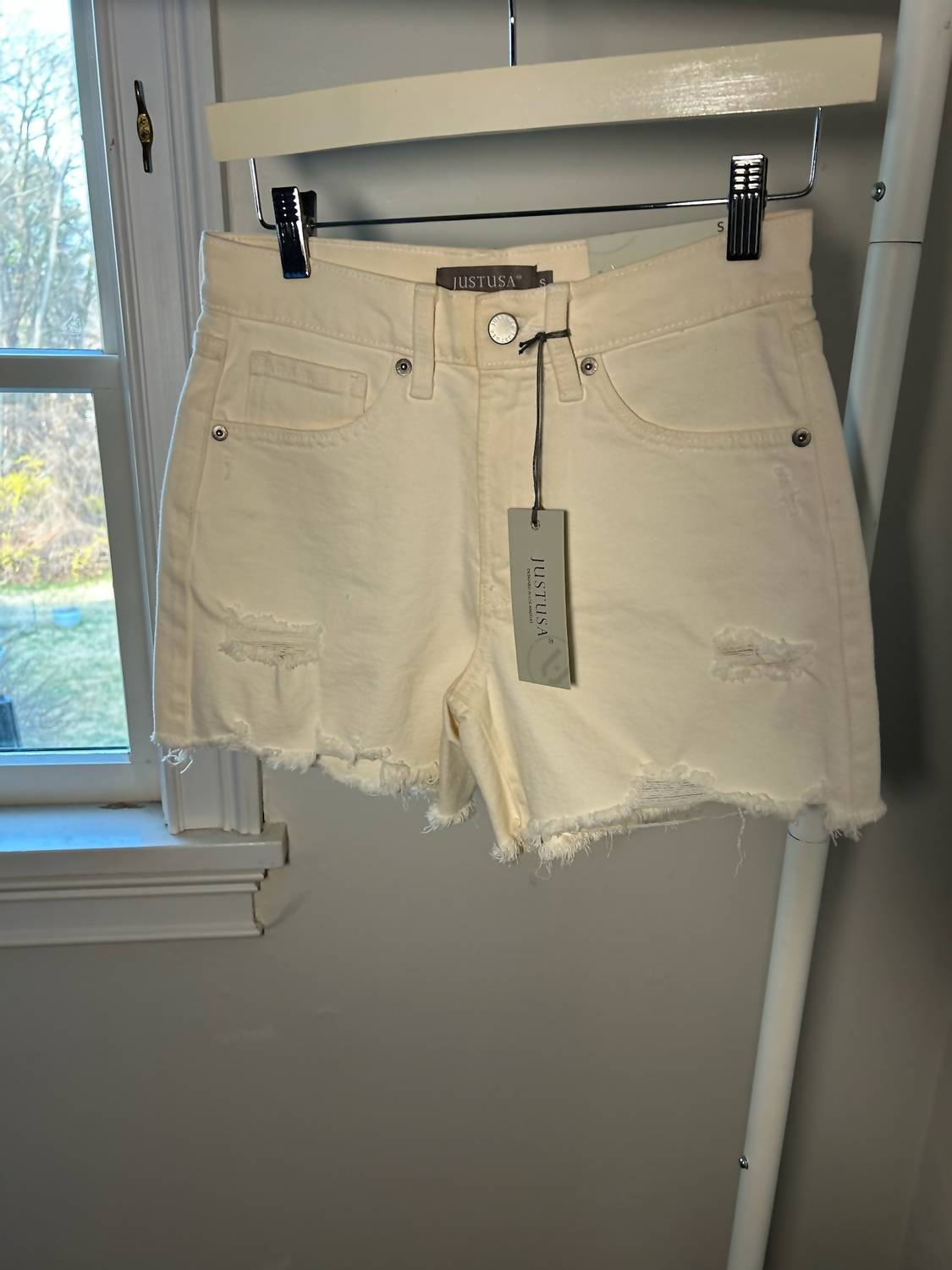 JUST USA Women's Classic Denim Shorts in white - women's shorts
