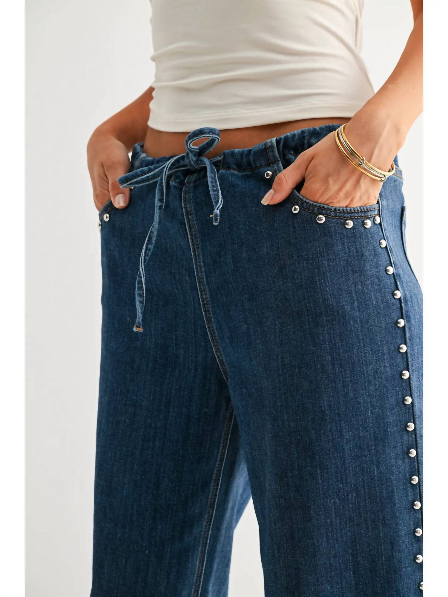 Jbd. - Libby Studded Drawstring Wide Leg Jeans
