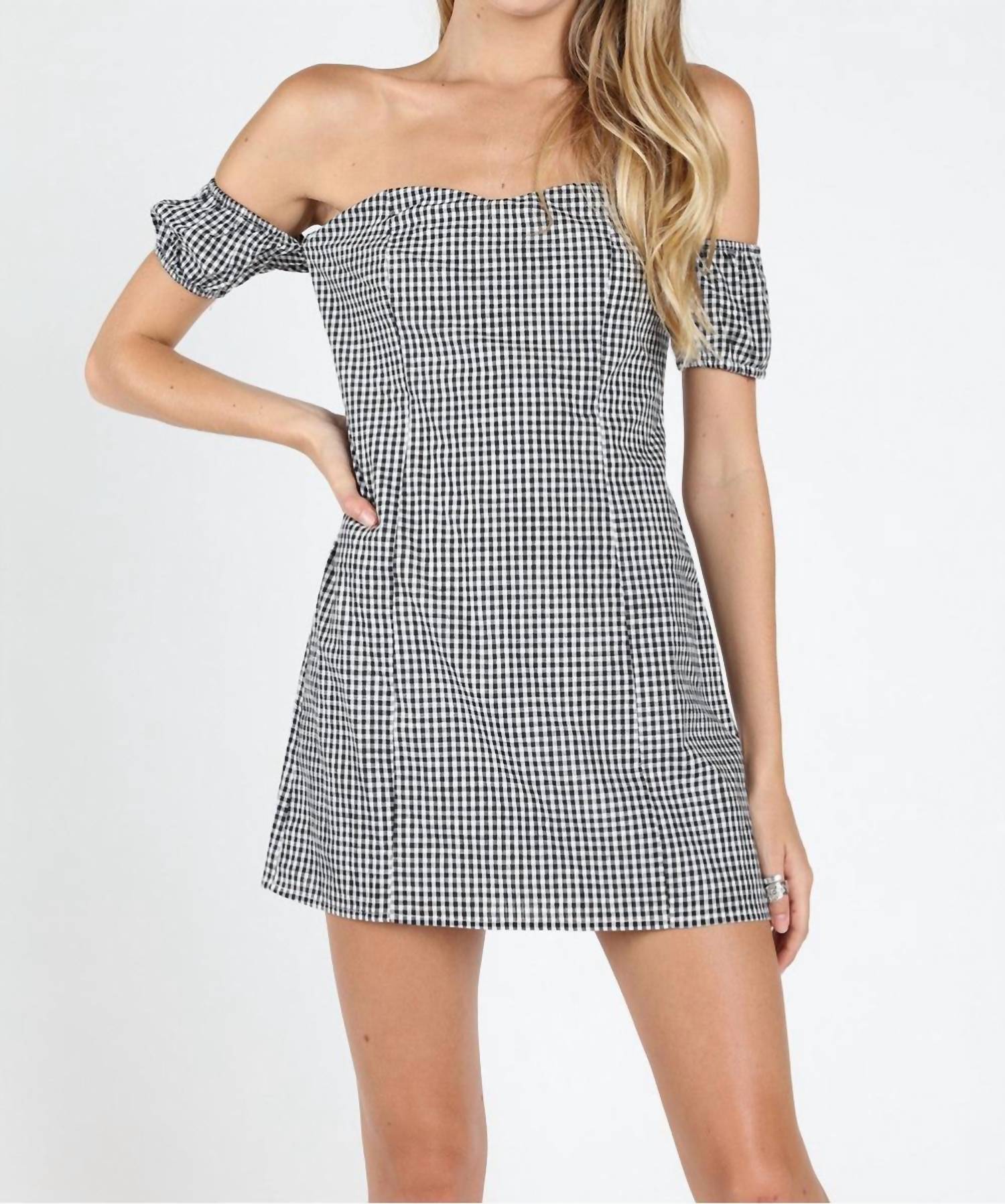 Honey Punch - Off The Shoulder Gingham Dress