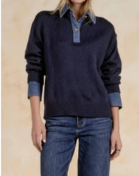 Elan - denim collar sweater