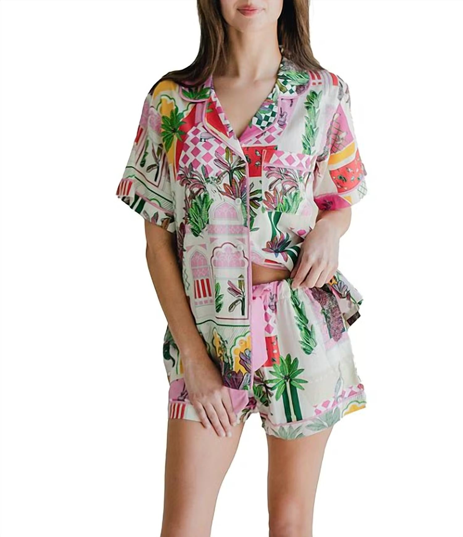 Katie Kime - Short Sleeve Notch Collar Shorty Pajama Set