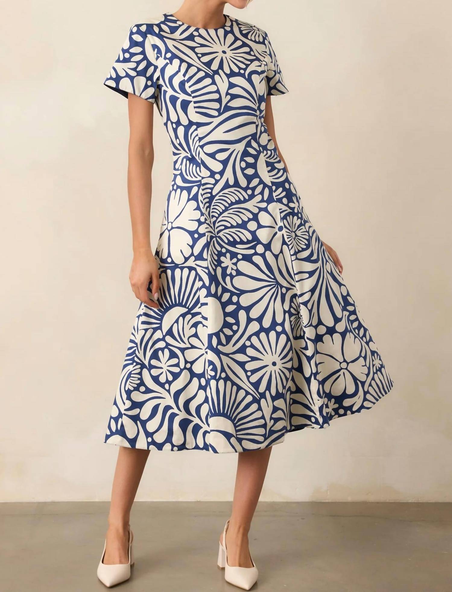 Prosperina Margot Reversible Dress in mod blossom navy - women's dress - alternate view