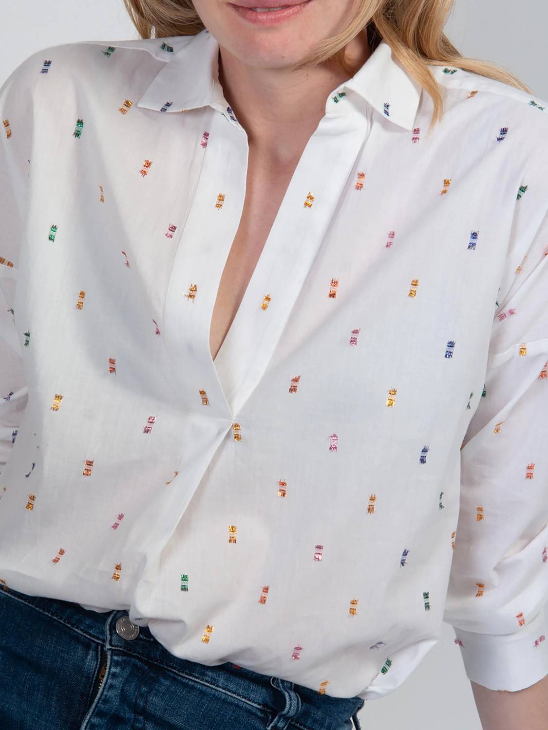 Cape Cove - Long Sleeve Spot Relaxed Blouse