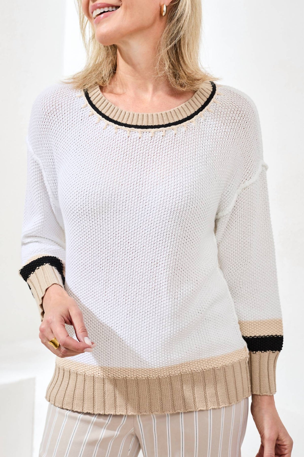 Tribal - Three Quarter Colorblock Top