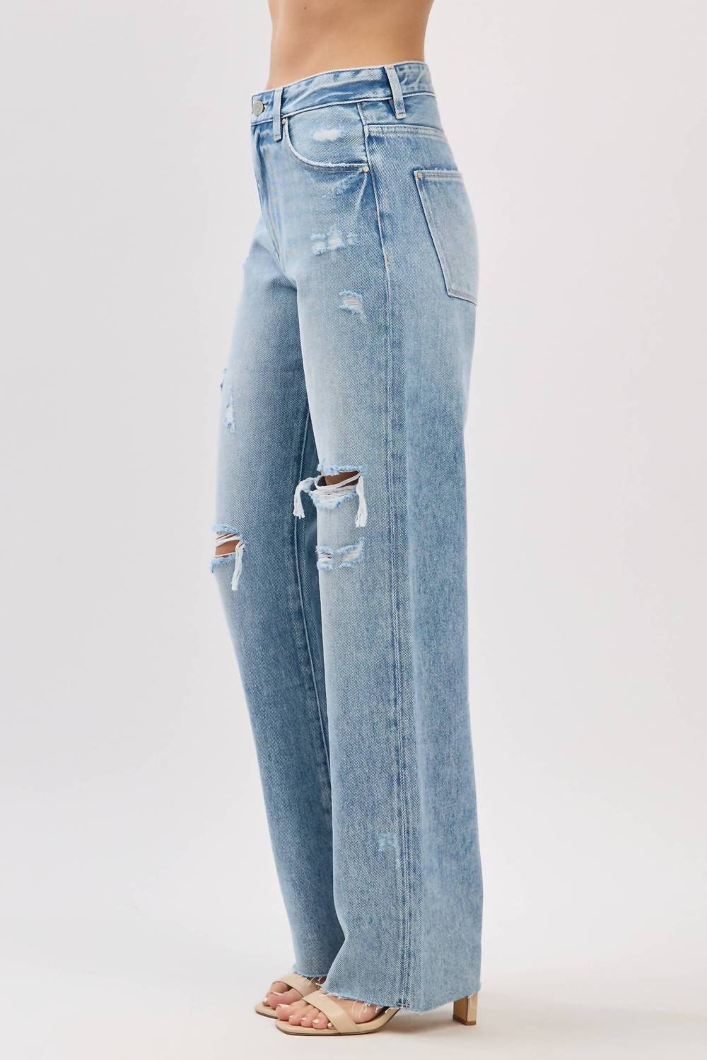 Petra153 - Distressed High Rise Rigid Vintage Straight Leg Jeans