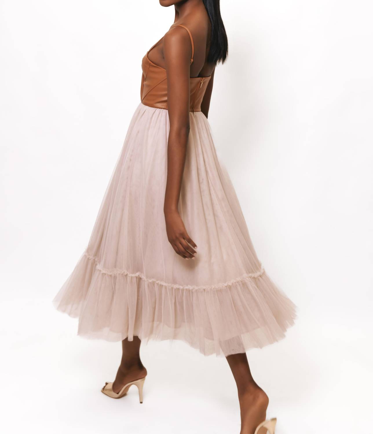 hutch Essex Midi Dress in brown mauve - women's dress - detail view