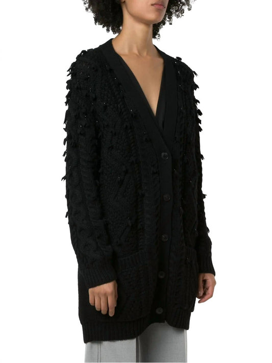 Valentino - Oversized Tassel-trim Cable-knit Cardigan