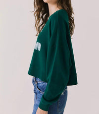 Chaser C'EST LE WEEKEND LONG SLEEVE SWEATSHIRT in green - women's top - alternate view