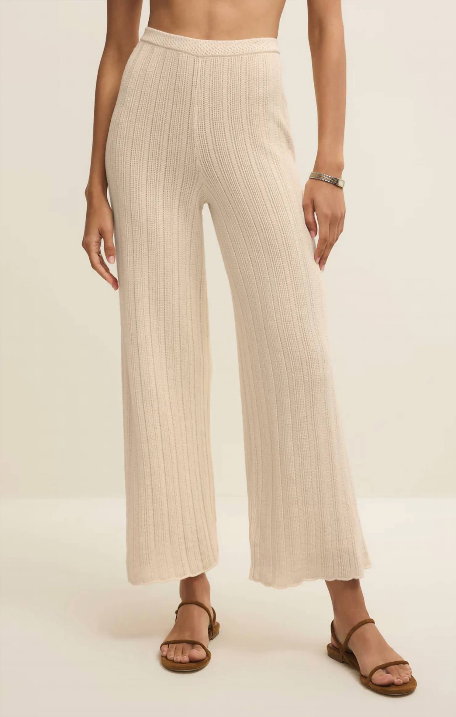 Z Supply Starboard Crochet Pant in linen - women's pants - detail view