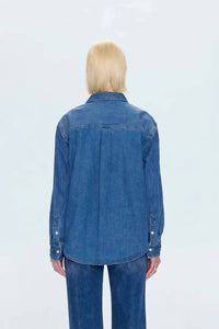 PISTOLA Jamie Essential Denim Shirt in agenda - women's shirt - detail view