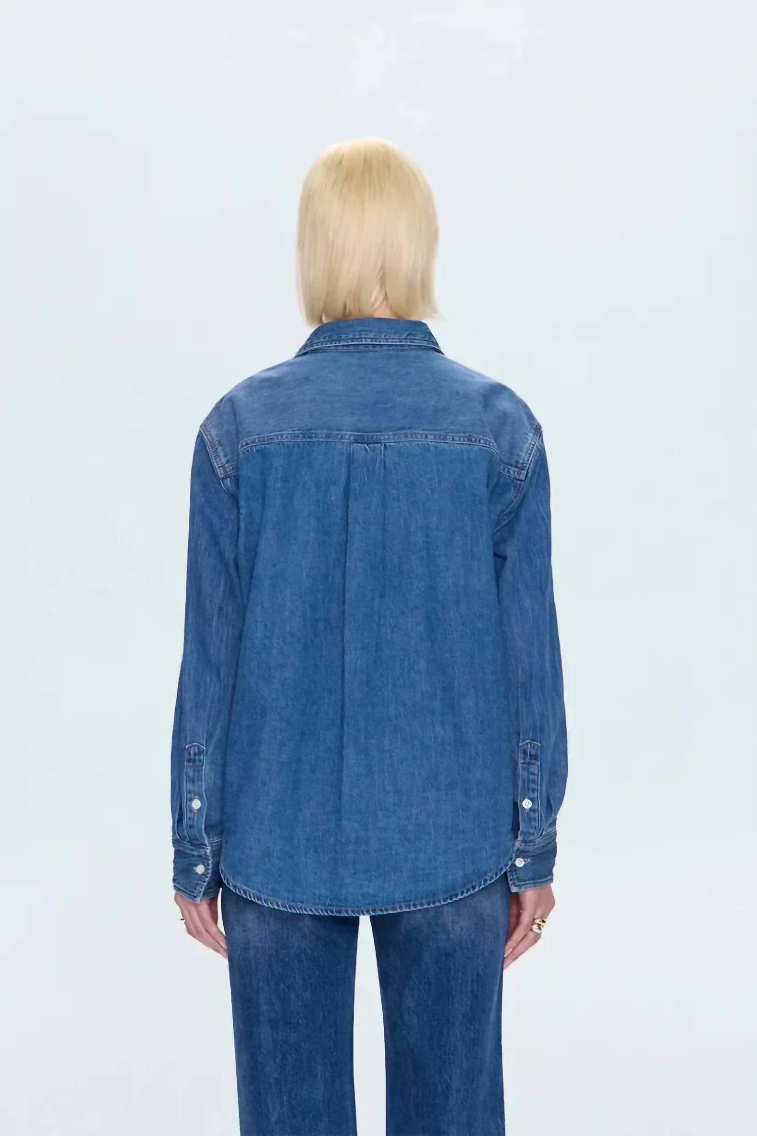 PISTOLA Jamie Essential Denim Shirt in agenda - women's shirt - detail view