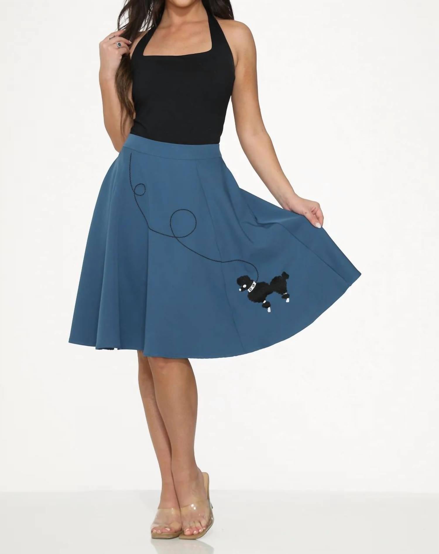 Orchid Bloom - Embroidered Poodle Swing Skirt
