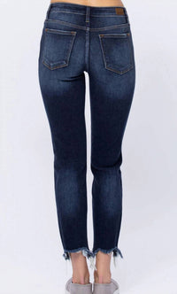 Judy Blue - Mid-rise Raw Hem Slim Fit Jeans