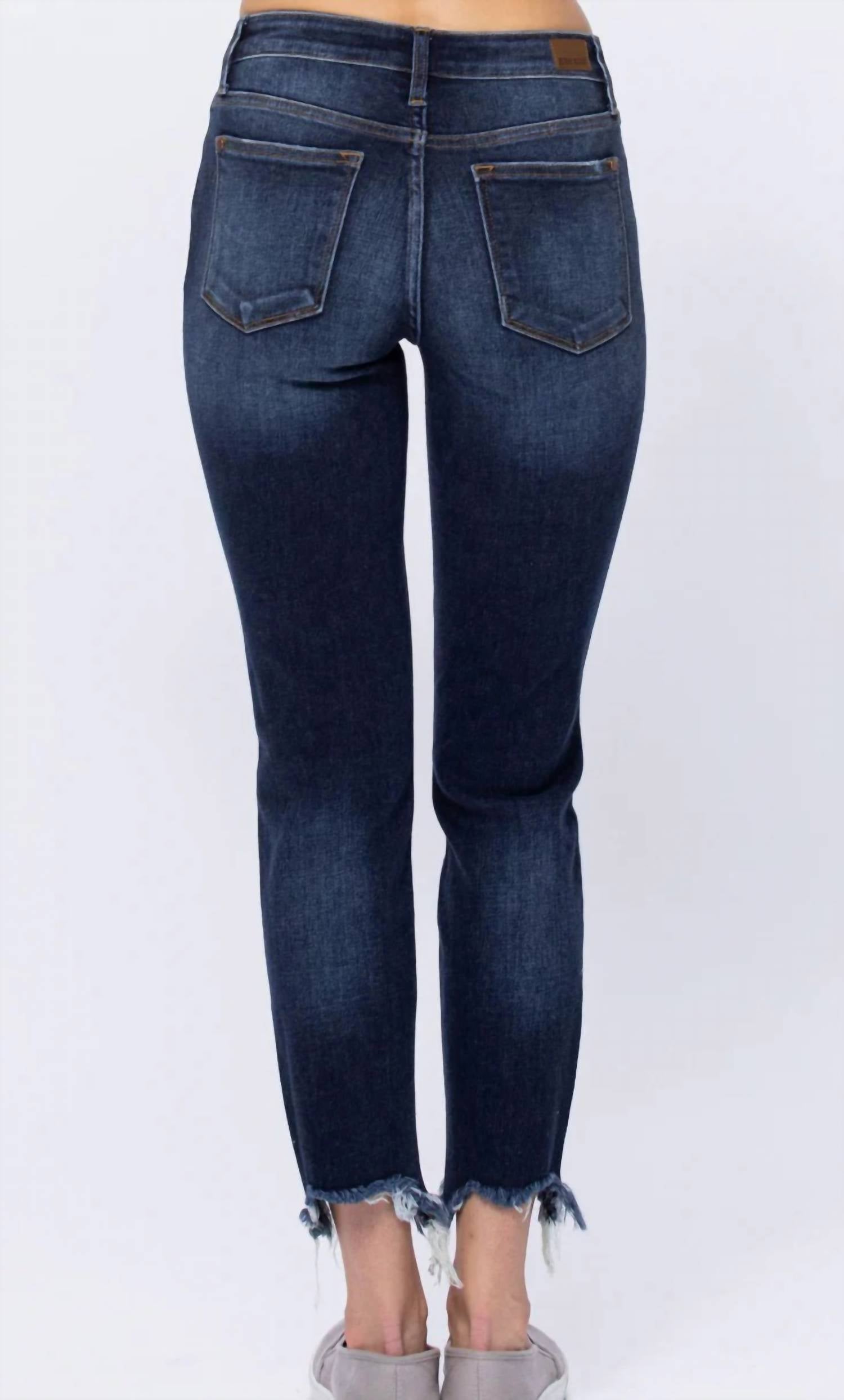 Judy Blue - Mid-rise Raw Hem Slim Fit Jeans