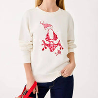 Lilly Pulitzer Ballad Cotton Sweatshirt in coconut festive frocks embellishement - women's top