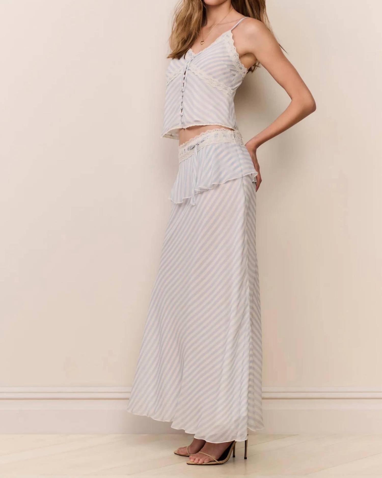 Loveshackfancy - Sylette Chiffon Striped Maxi Skirt