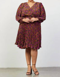Skies Are Blue - Printed Overlap Dress - Plus