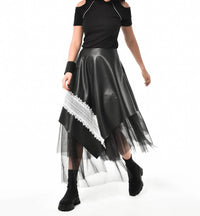 Metamorphoza - Avant-garde Laced Vegan Leather Skirt