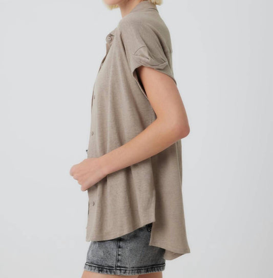 Majestic Filatures - Stretch Linen Short Sleeve Shirt With Rolled Cuff