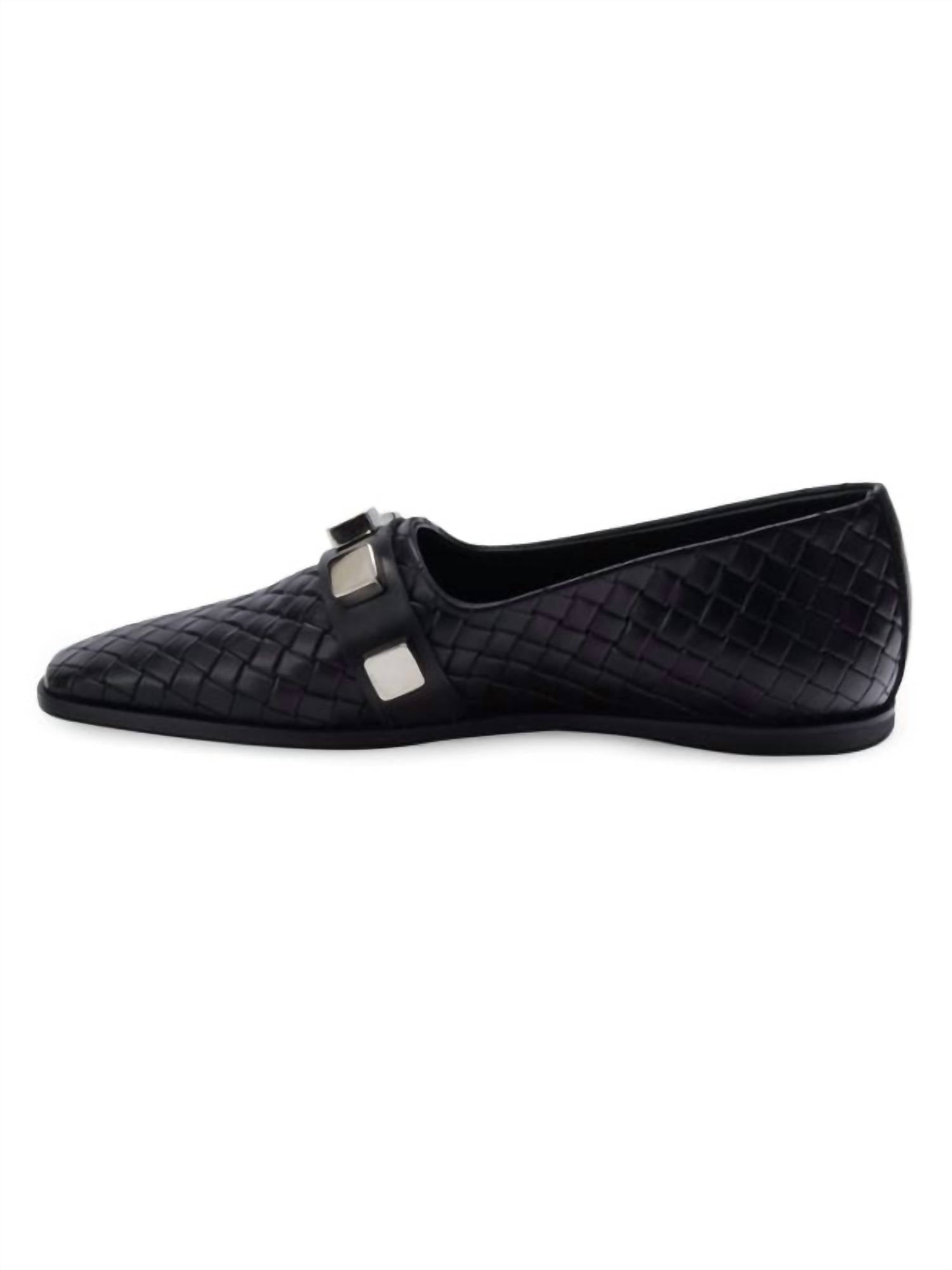 Costume National - Women's Studded Woven Leather Loafers