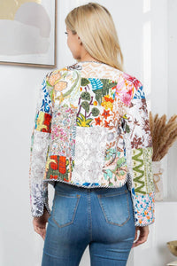 La Soul - Floral Print Quilted Patch Cotton Jacket