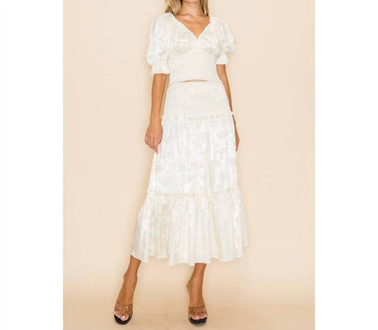 Ina Fashion - Tiered Satin Jacquard Midi Skirt