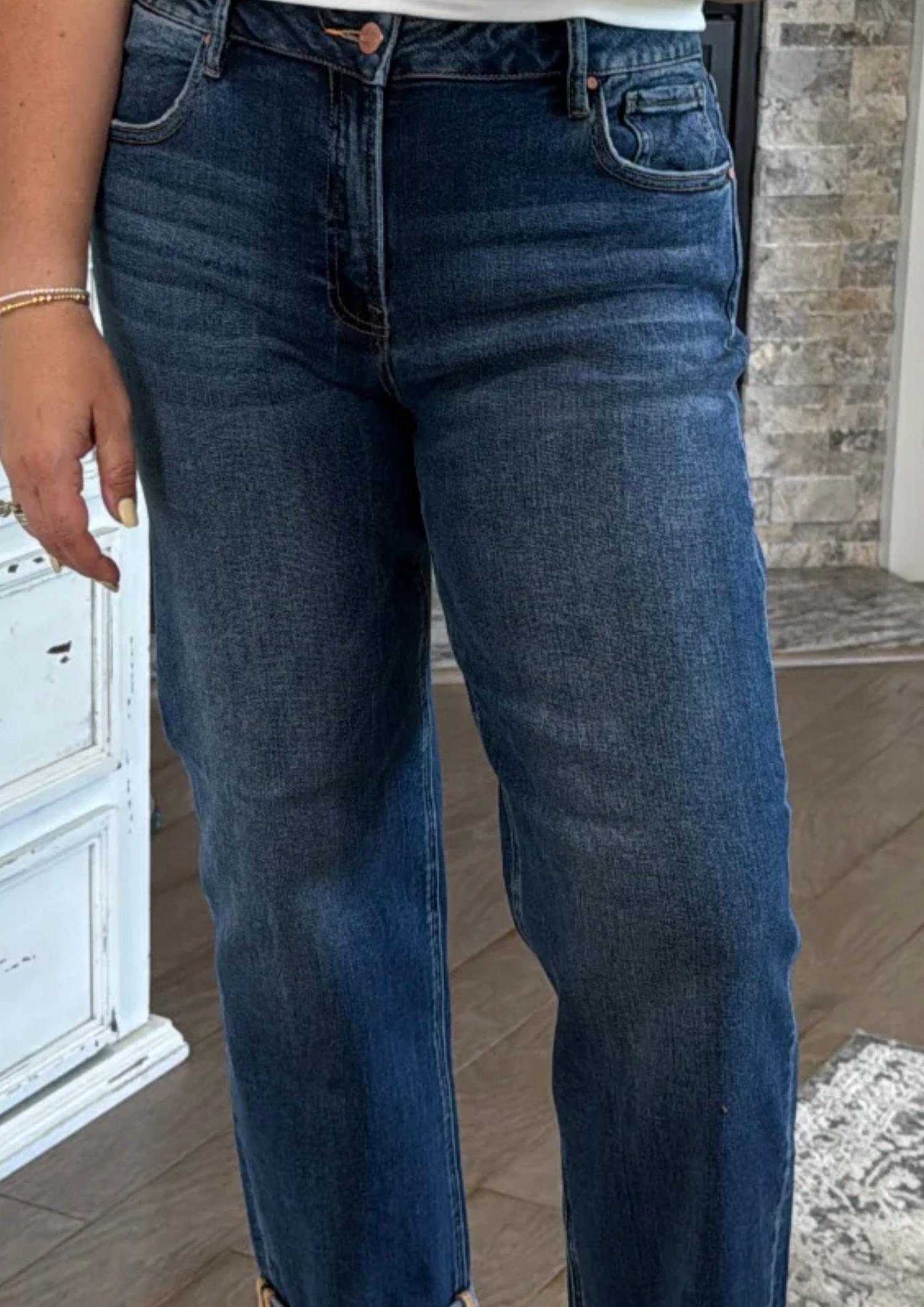Risen - Mid Rise Boyfriend Roll Up Jeans