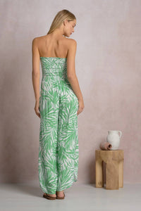 Elan - Smocked Tropical Strapless Jumpsuit