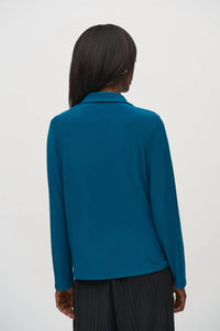Joseph Ribkoff Silky Knit Cowl Neck Top in twilight - women's blouse - detail view