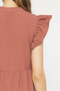 entro Ruffled Pocket Tiered Midi Dress in cinnamon - women's dress - view 5