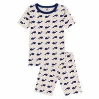 Petit Bateau - Boys Loungewear Whale Print Top And Shorts