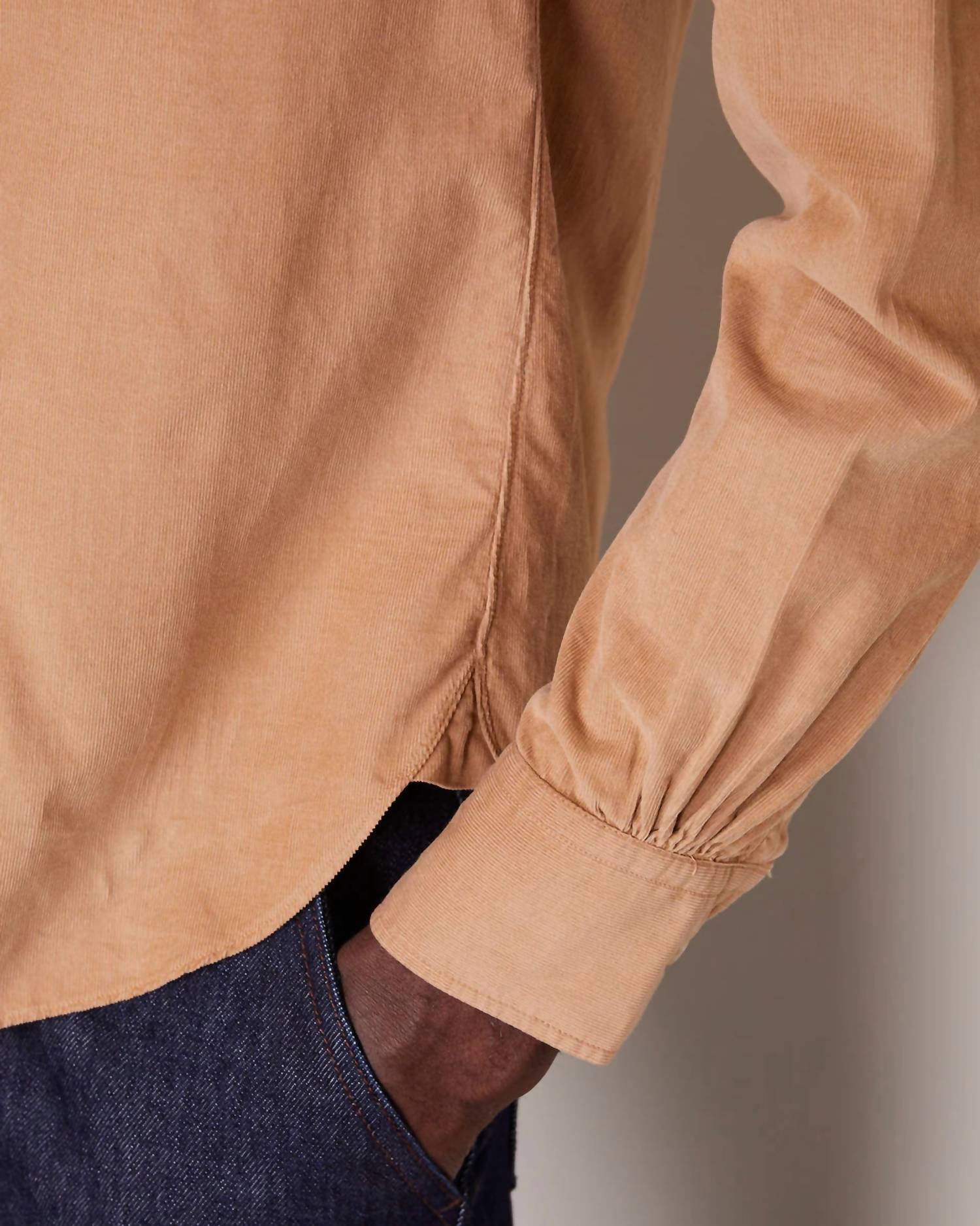 Officine Générale Lipp Cotton Corduroy Shirt in sepia - men's shirt - view 4