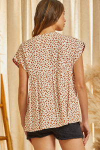 Andree By Unit - Leopard Embroidered Babydoll Top