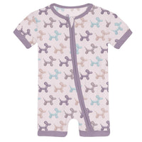 Kickee - Kids Balloon Dogs Print Shorty Sleeper With Zipper