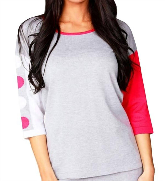 3/4 Sleeve Color Block Crew Top