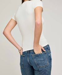 Gentle Fawn Madison Crew Neck Short Sleeve T-shirt in white - women's t-shirt - detail view