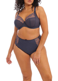 Elomi Charley Underwire Stretch Lace Plunge Bra in storm - women's intimate - detail view