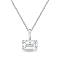 Diana M Jewels - 1.00 Ct Lab-grown Emerald-cut Diamond East–west Solid Bail Pendant Necklace