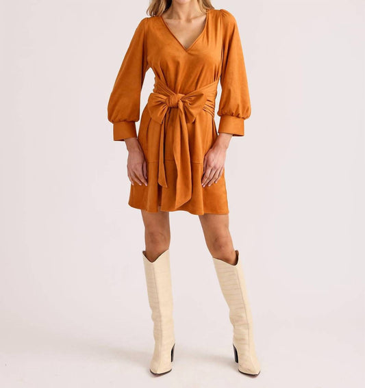 S'Edge - Faux Suede Tie Front Dress