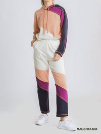 Umgee - French Terry Colorblock Stitch Detail Pants