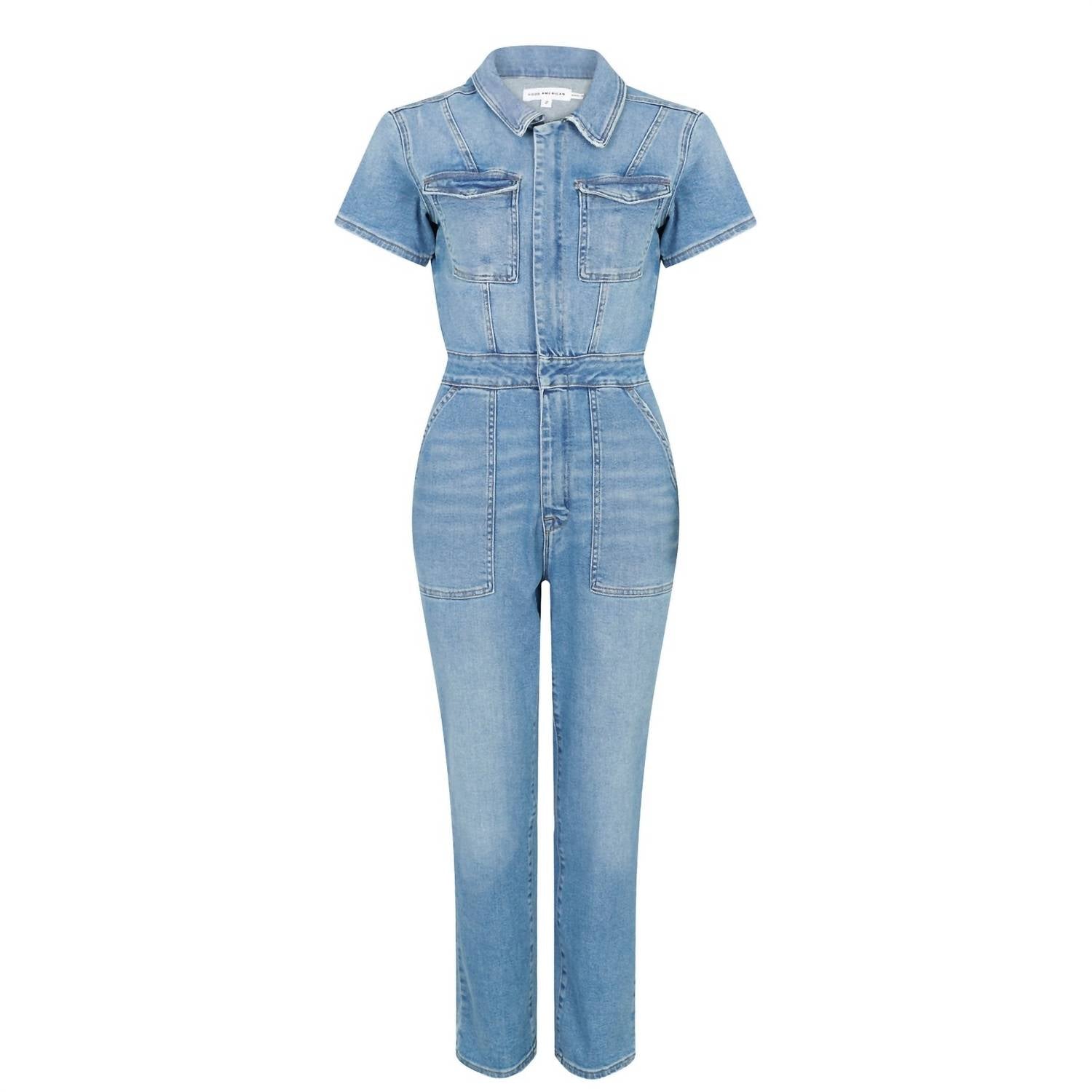Good American - Fit For Success Short-sleeve Button-up Jumpsuit