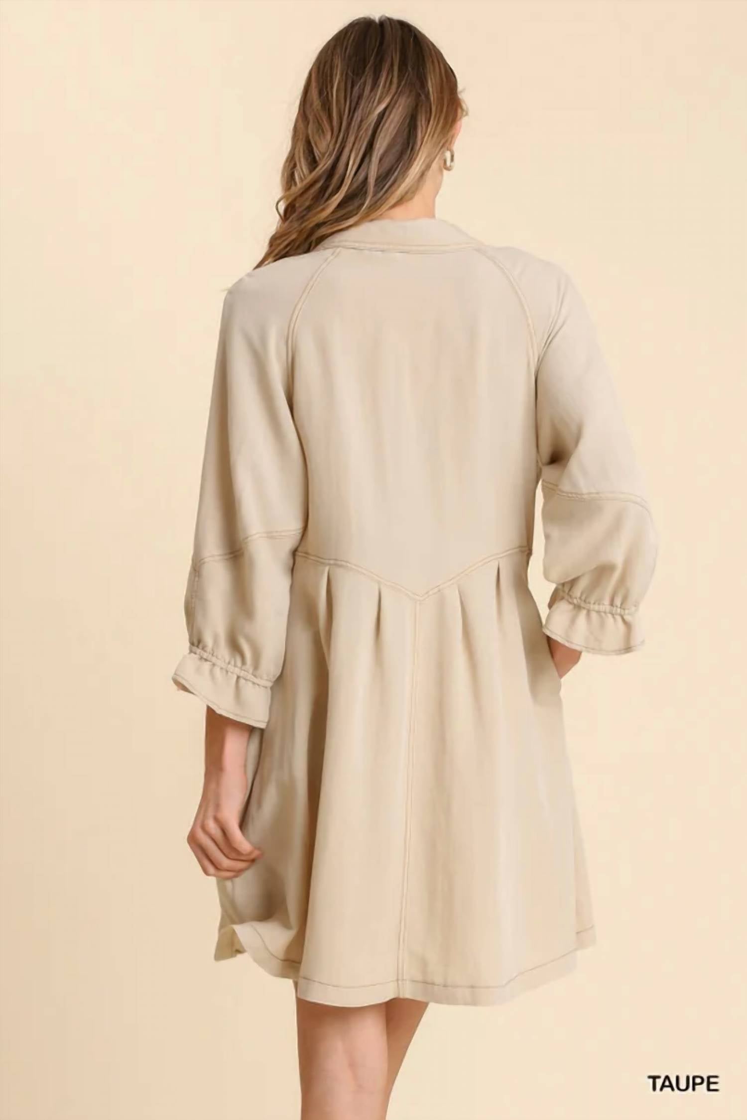 Umgee - Dreamer Washed Button Down Mini Dress