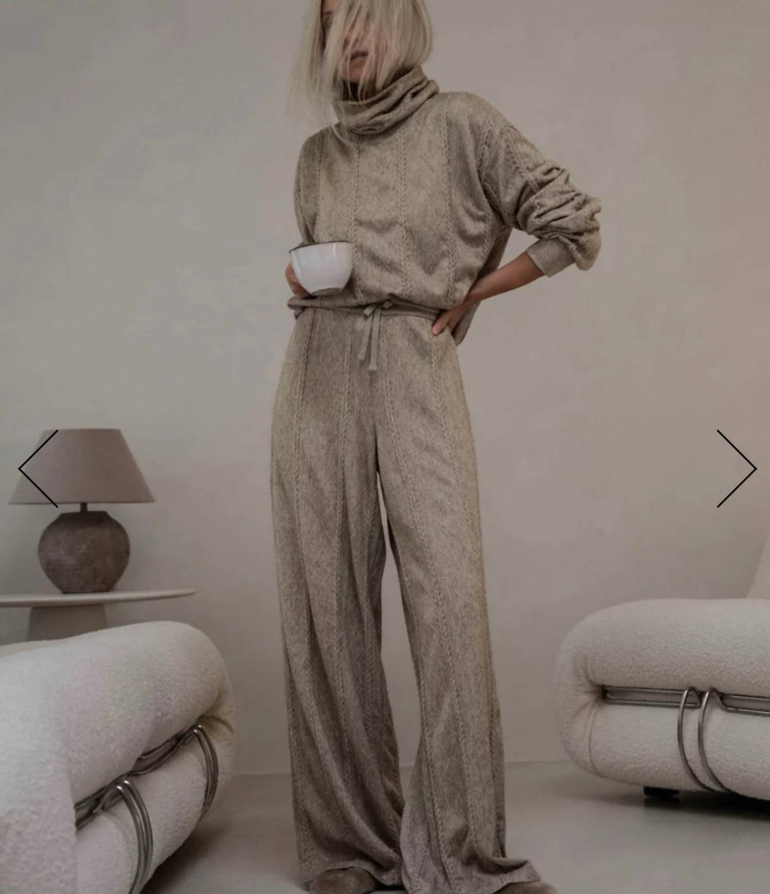 Splendid Women's Cable Lounge Wide Leg Pant in beige - women's pants