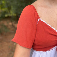 Timing Rust & Ruffles Dress in red white - women's dress - view 6