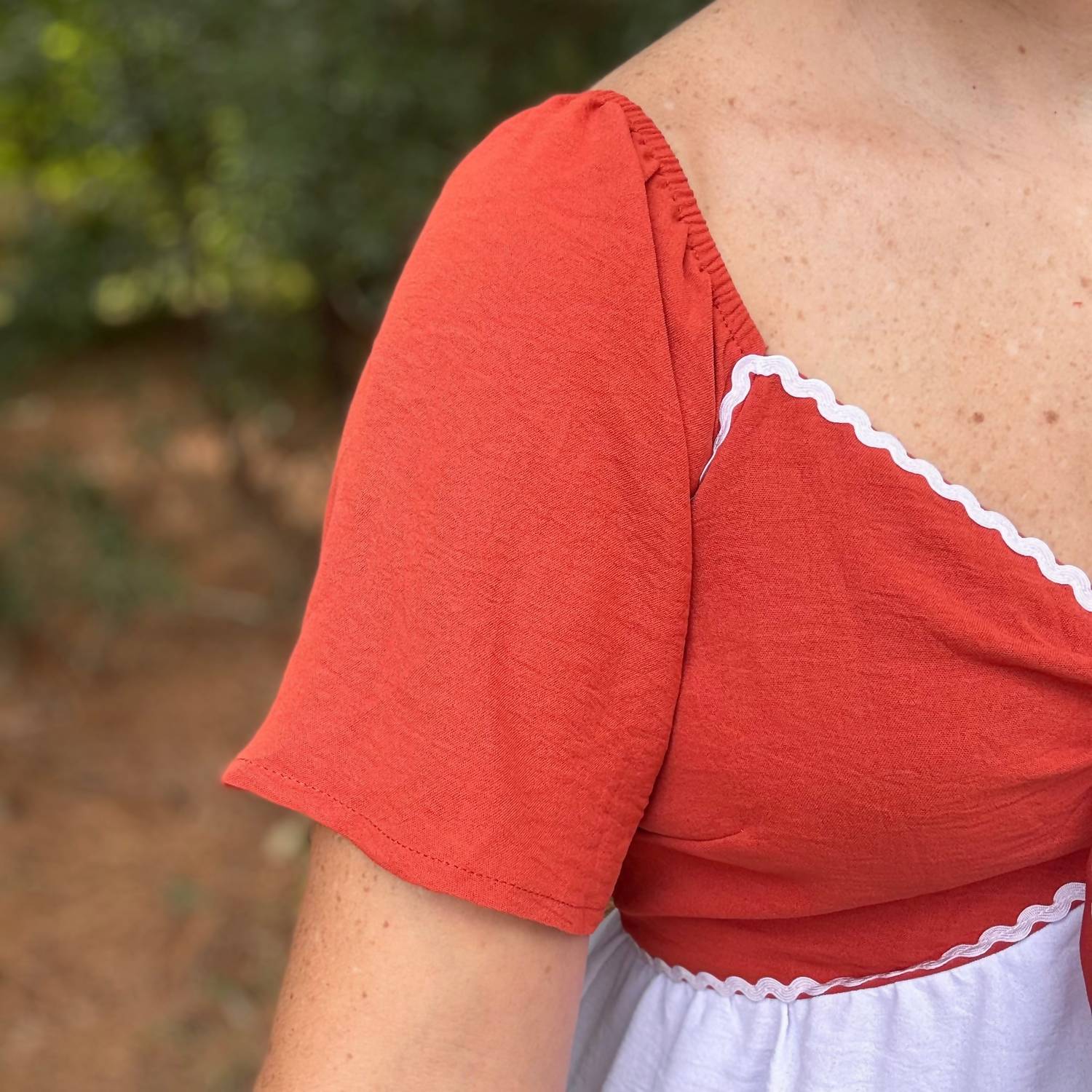 Timing Rust & Ruffles Dress in red white - women's dress - view 6