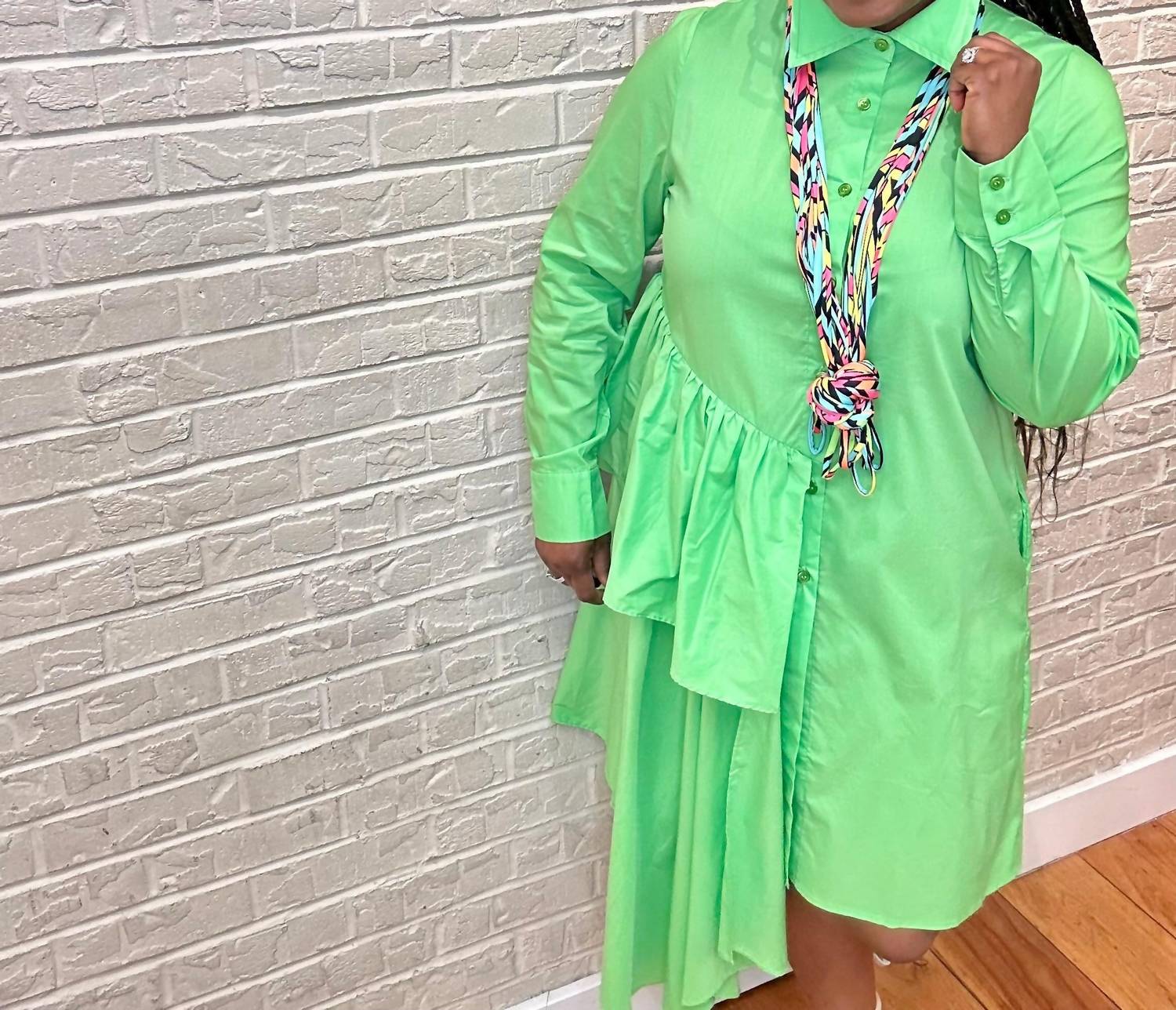 Qmp Moda - Asymmetric Ruffle Tunic Blouse
