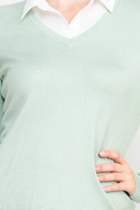 Adrianna Papell - V-neck Layered Twofer Sweater