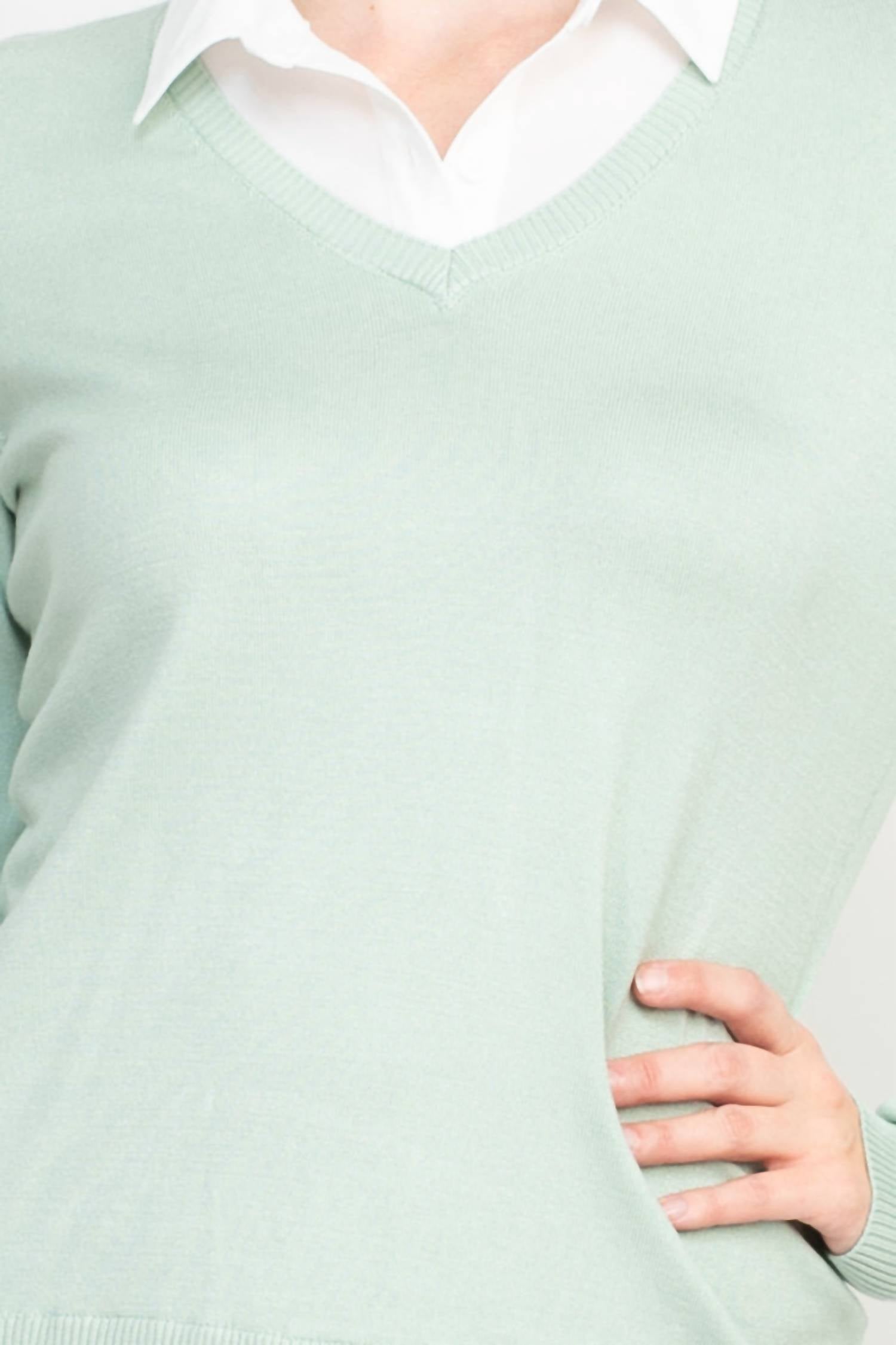 Adrianna Papell - V-neck Layered Twofer Sweater
