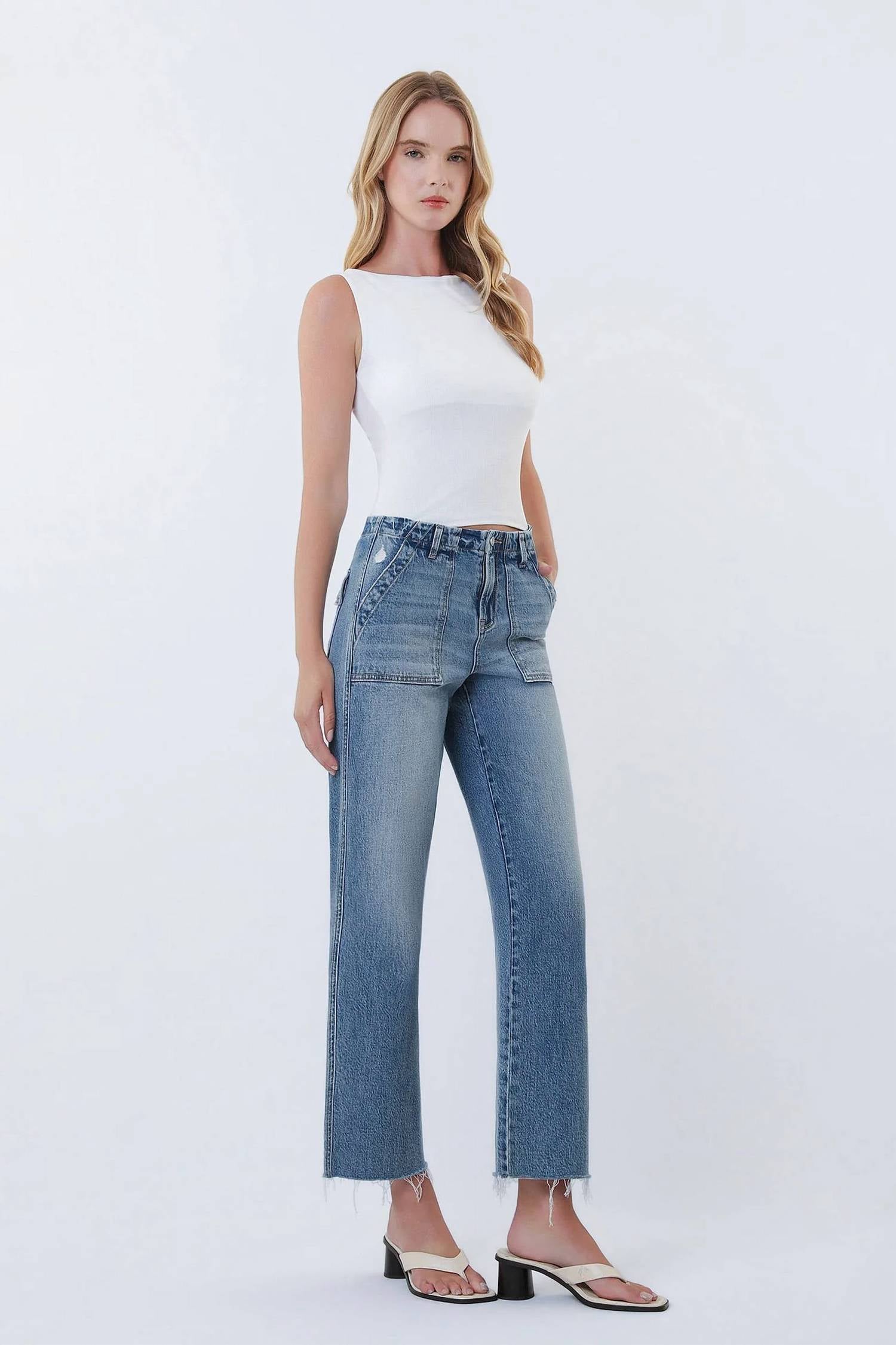 Vervet By Flying Monkey - Penni Patch Pocket Jeans